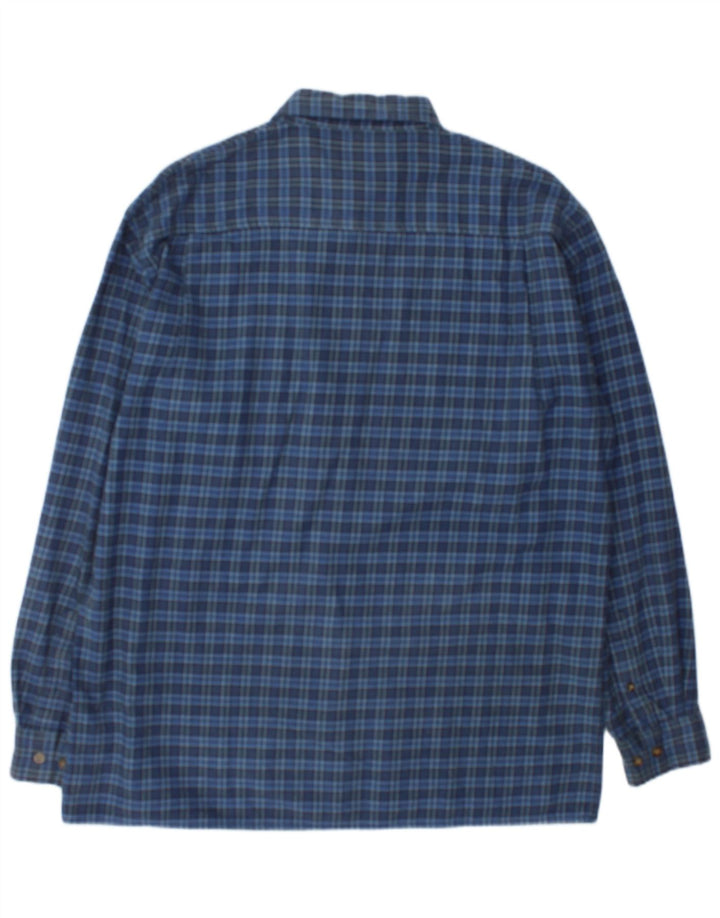 Camisa masculina de flanela Wrangler de algodão xadrez azul médio