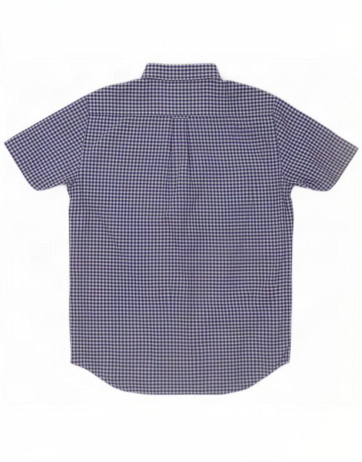 Camisa masculina de manga curta Gant tamanho 39/40 15 3/4 algodão guingão azul médio