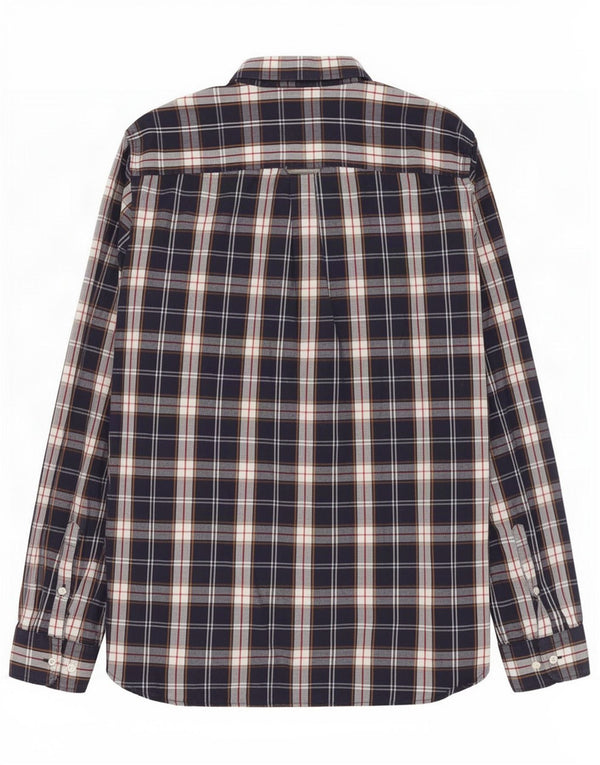Camisa masculina Superdry média xadrez azul marinho algodão