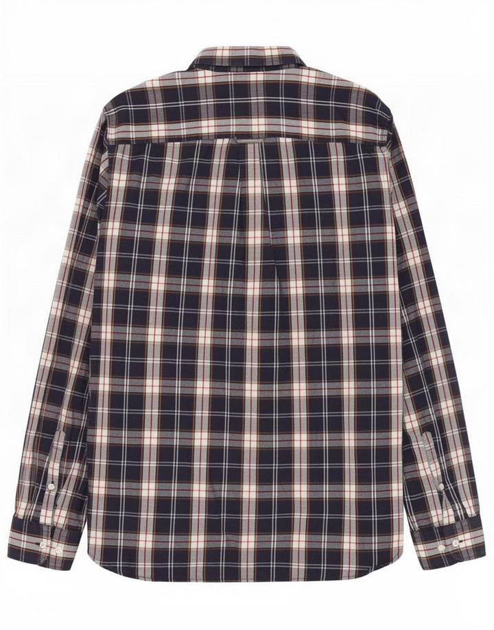 Camisa masculina Superdry média xadrez azul marinho algodão