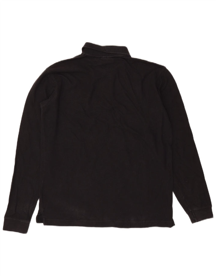 Camisa polo masculina Fila de manga comprida de algodão preto médio