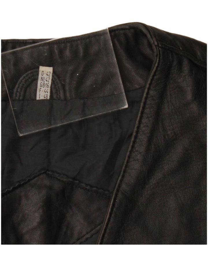 Colete de couro feminino VINTAGE UK 16 grande preto