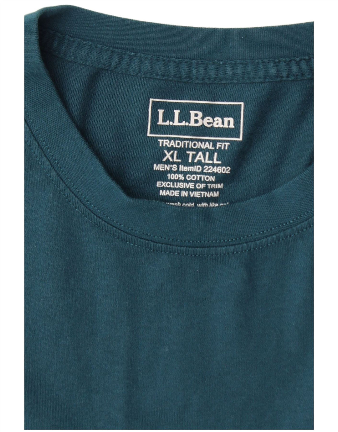 L.L.BEAN Top alto masculino manga comprida XL algodão verde
