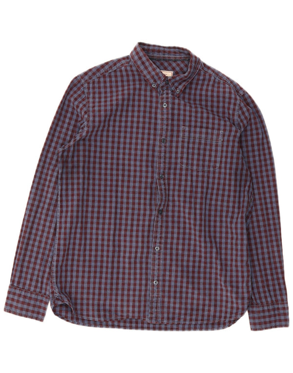 Camisa masculina de flanela Fat Face grande algodão gingham cor de vinho