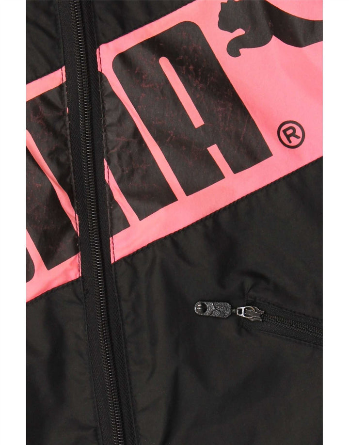 Jaqueta de chuva masculina Puma Graphic com capuz Reino Unido 40 grande bloco colorido preto