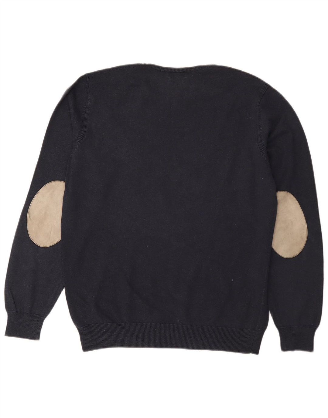 Suéter masculino Massimo Dutti com gola redonda, grande algodão azul marinho
