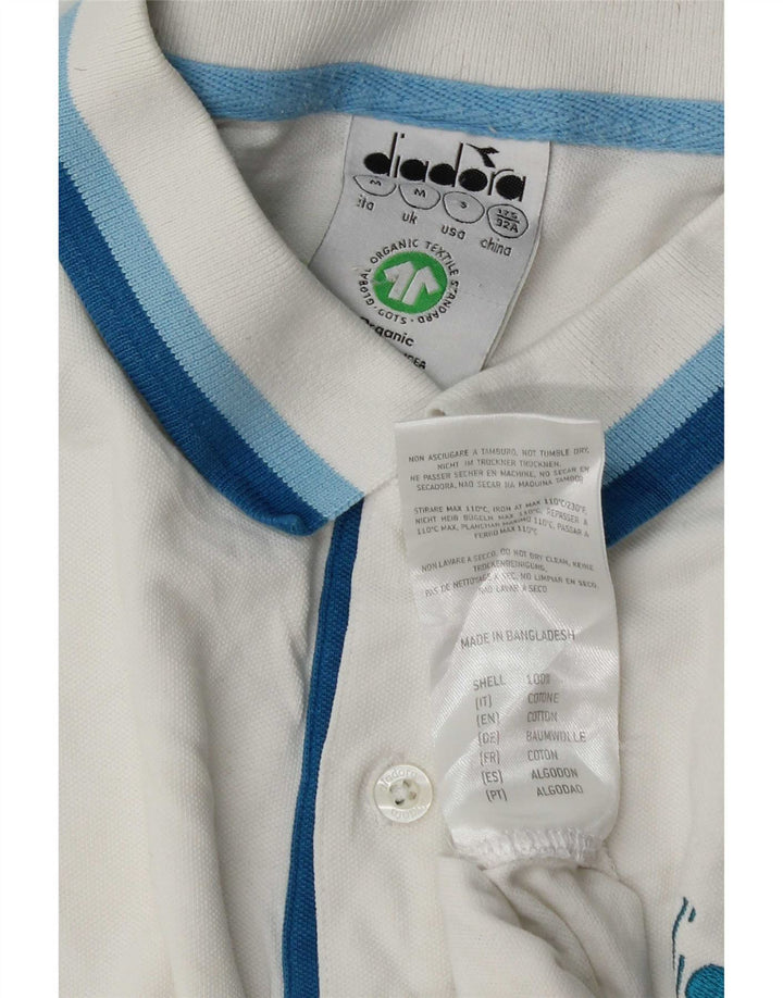Camisa polo masculina Diadora médio algodão listrado branco