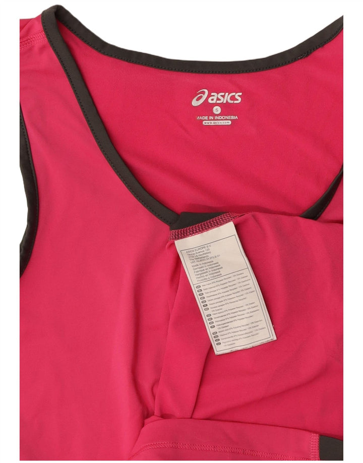 ASICS Womens Vest Top UK 10 Small Pink Colourblock Poliéster