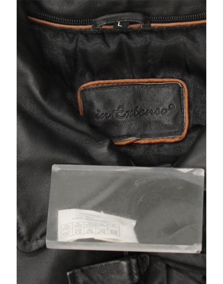 Casaco de couro masculino In Extenso UK 40 grande couro preto