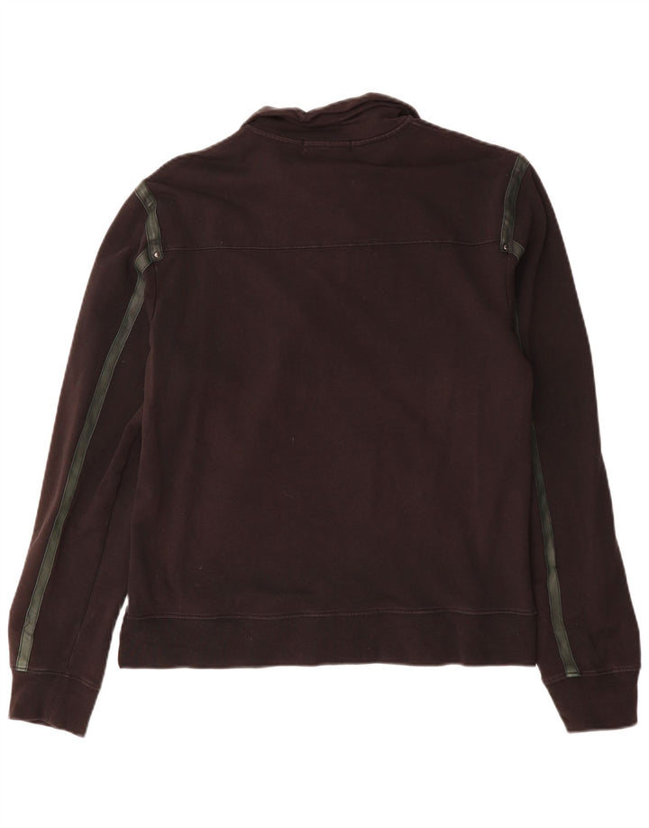 Trussardi moletom feminino com zíper e gola alta de algodão preto