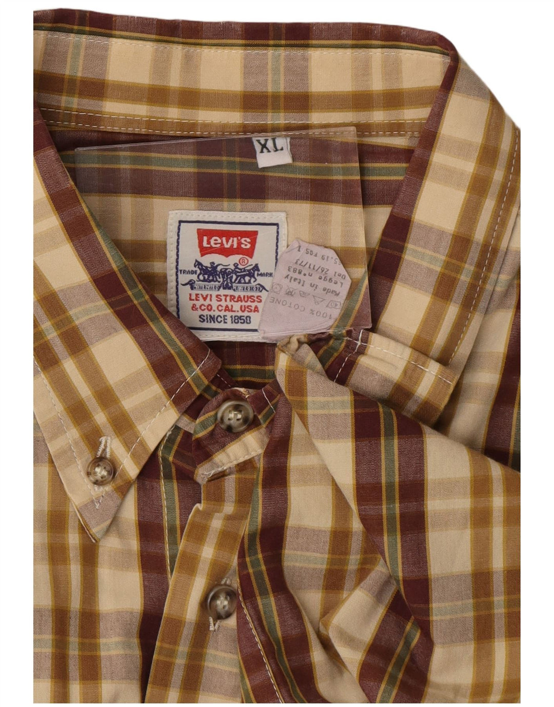 Camisa masculina LEVI'S XL bege xadrez algodão
