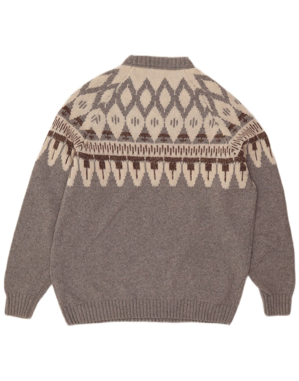 Suéter masculino Maestrami com gola redonda IT 54 XL cinza Fair Isle Wool