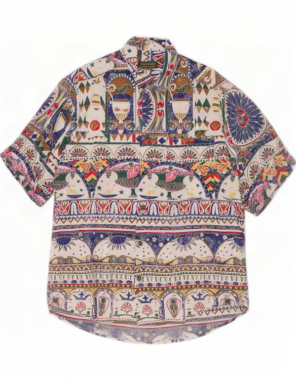 Conte Massimo Camisa masculina de manga curta média multicolorida geométrica