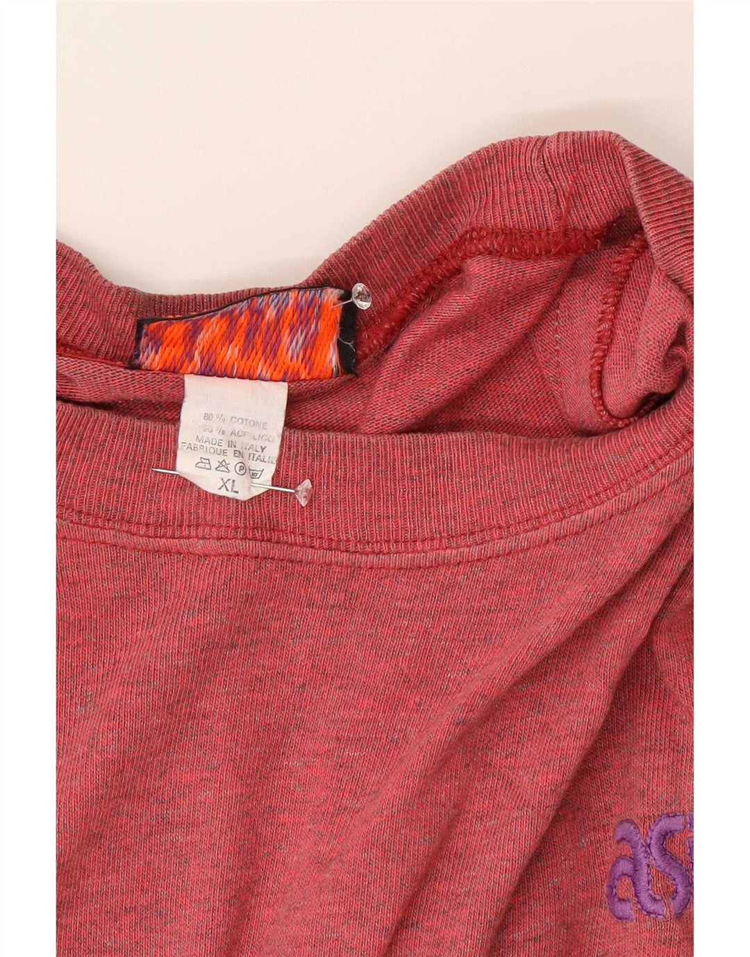 Asics Mens Graphic Top Manga Longa XL Vermelho Colorblock Algodão