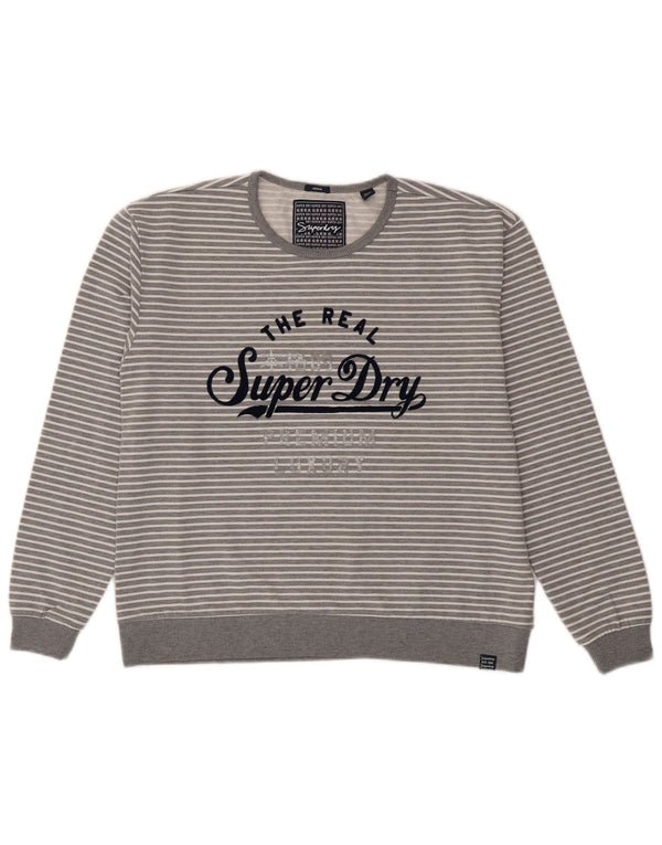 Superdry feminino gráfico moletom jumper UK 14 médio cinza listrado