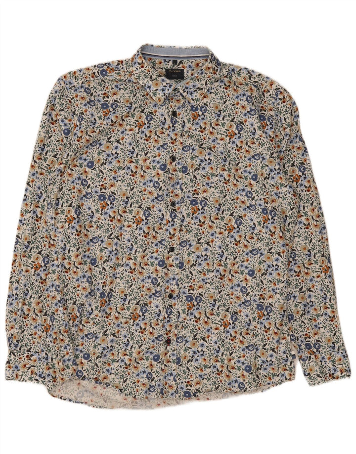Camisa masculina Olymp grande algodão floral multicolorido