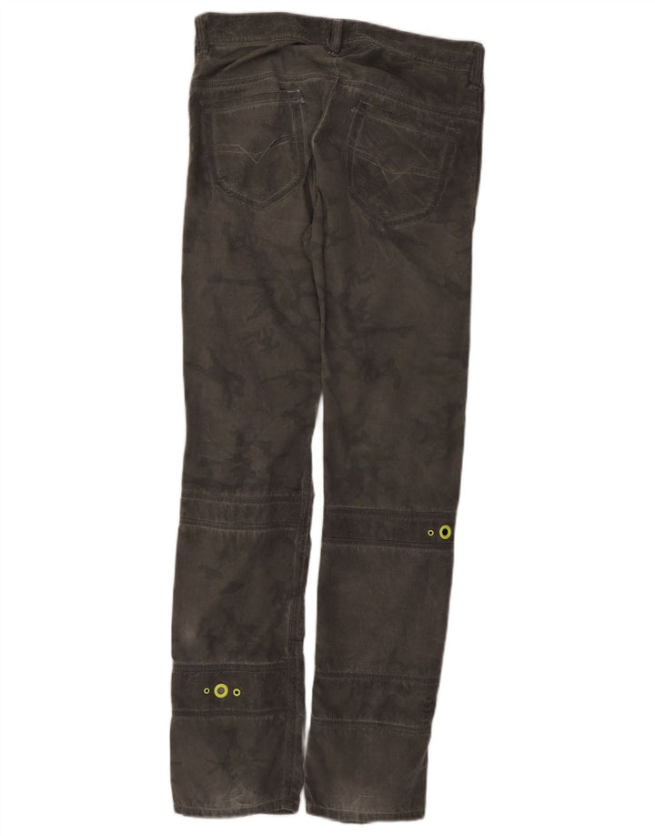 Calça casual slim feminina Diesel W28 L31 poliéster camuflado cinza