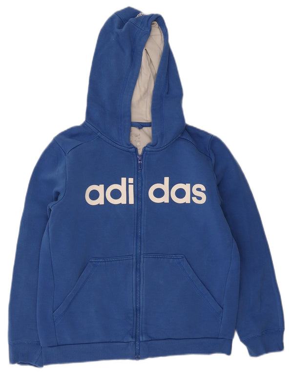 Suéter Adidas Boys Graphic Zip com capuz 11-12 anos algodão azul