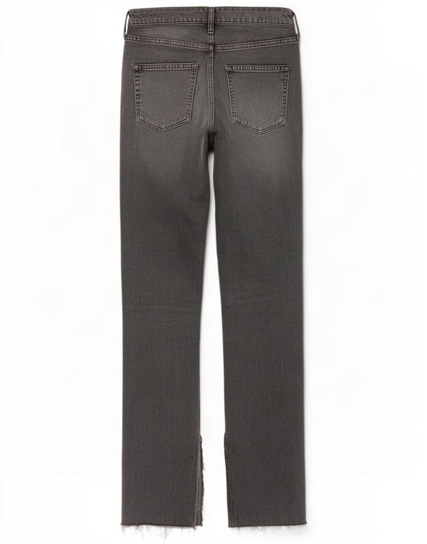 Zara Calça jeans feminina cintura alta desgastada EU 38 pequena W28 L34 algodão cinza