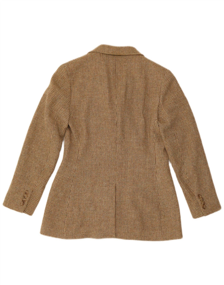 Ralph Lauren Jaqueta blazer feminina de 3 botões EUA 10 grande xadrez marrom