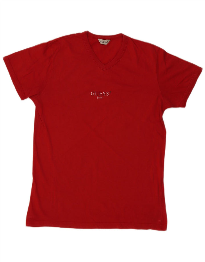 Camiseta feminina Guess com estampa gráfica UK 14 grande vermelha