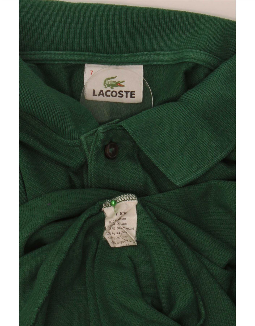 Camisa polo masculina Lacoste tamanho 7 2XL algodão verde
