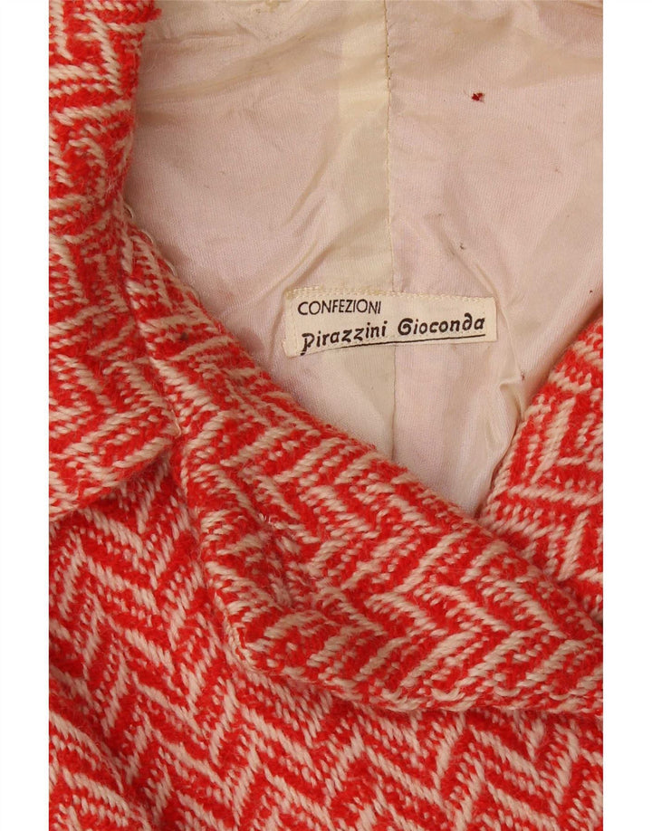Jaqueta blazer feminina vintage com peito duplo UK 12 médio vermelho Chevron