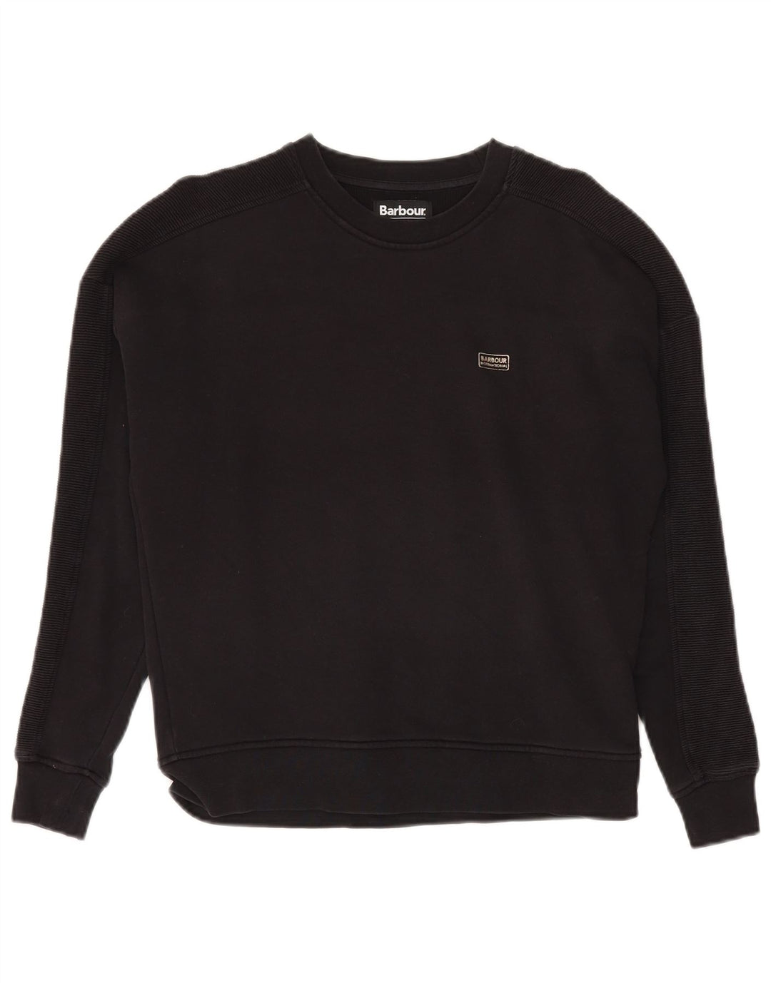 Jumper de moletom feminino grande BARBOUR Reino Unido 8 pequeno algodão preto