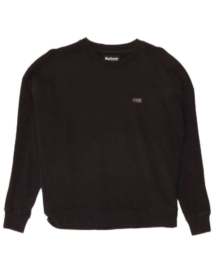 Jumper de moletom feminino grande BARBOUR Reino Unido 8 pequeno algodão preto