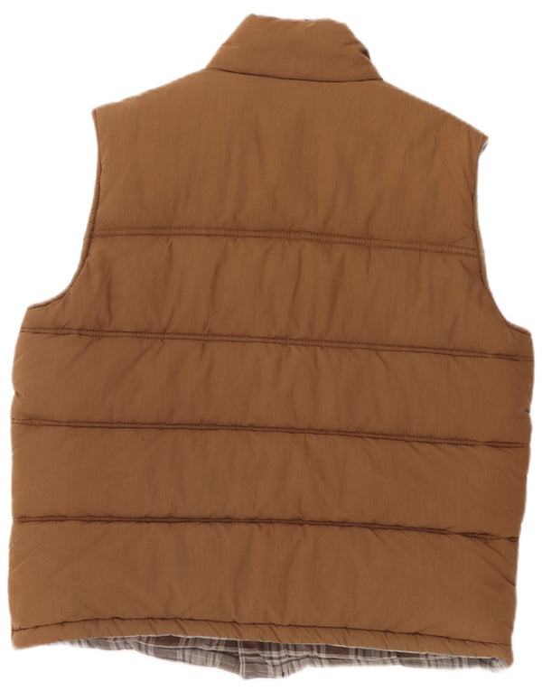 Colete acolchoado reversível masculino Timberland UK 40 grande algodão marrom