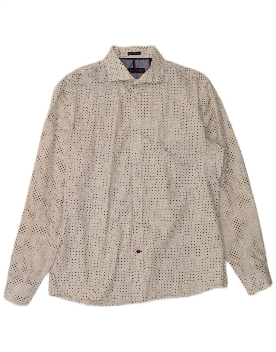 Tommy Hilfiger Mens Slim Fit Camisa Tamanho 16 Grande Branco Manchado