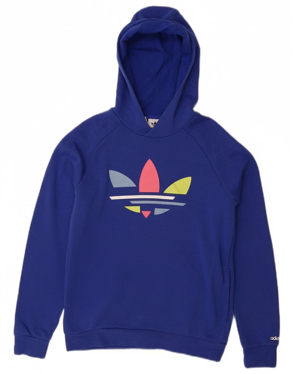 ADIDAS Meninas Graphic Hoodie Jumper 11-12 Anos Azul Algodão