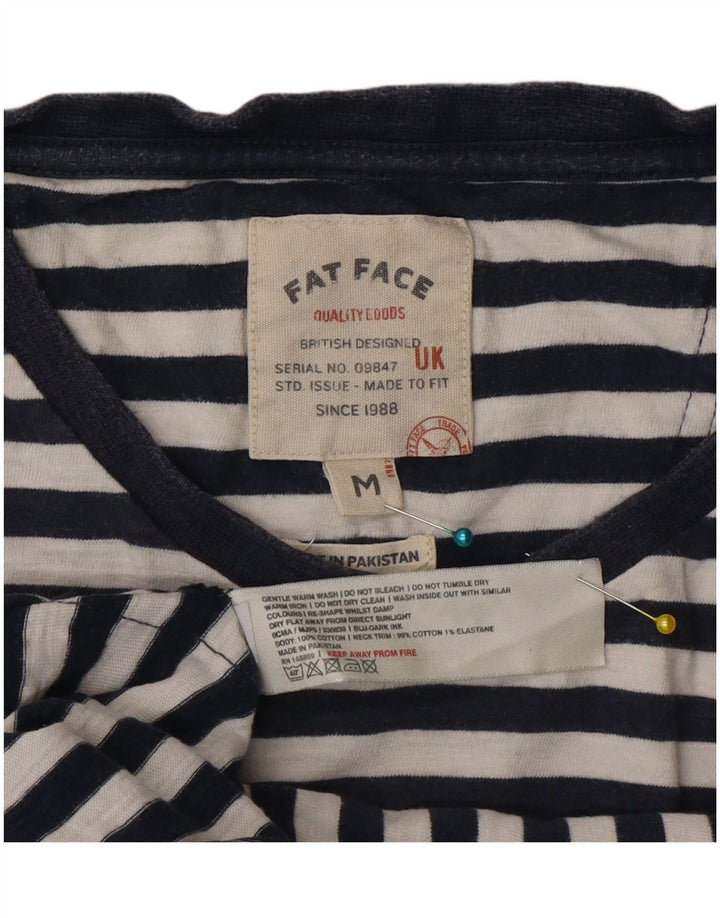 Camiseta masculina Fat Face Top médio algodão listrado azul marinho