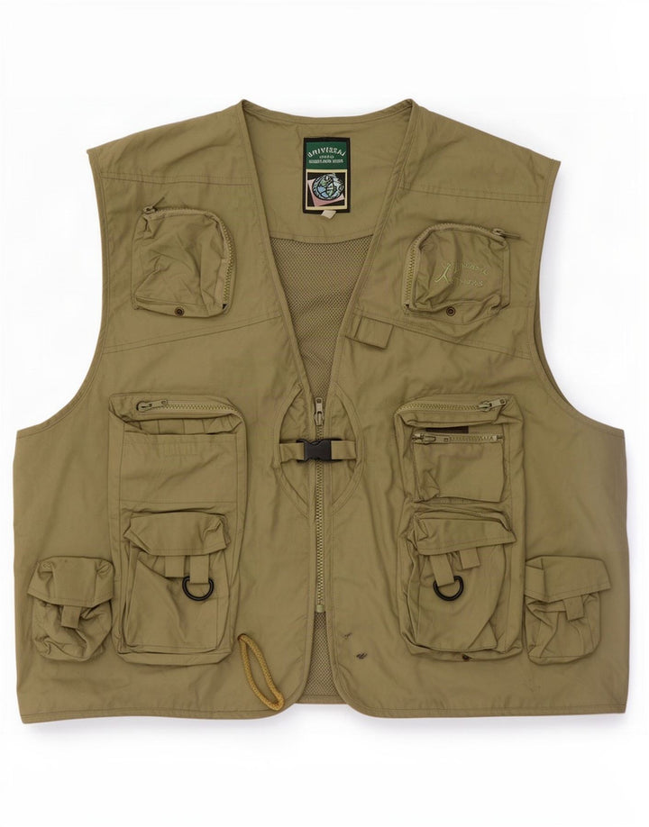 Colete utilitário masculino vintage IT 58 4XL algodão cáqui