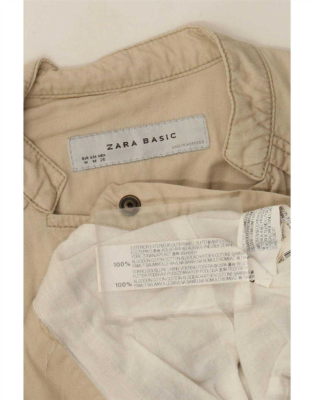 Jaqueta bomber feminina Zara UK 12 algodão bege médio