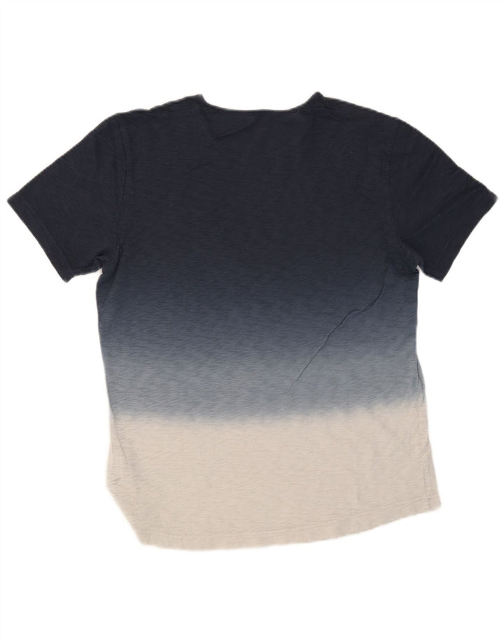 Camiseta masculina BENETTON Top médio azul marinho algodão colorblock