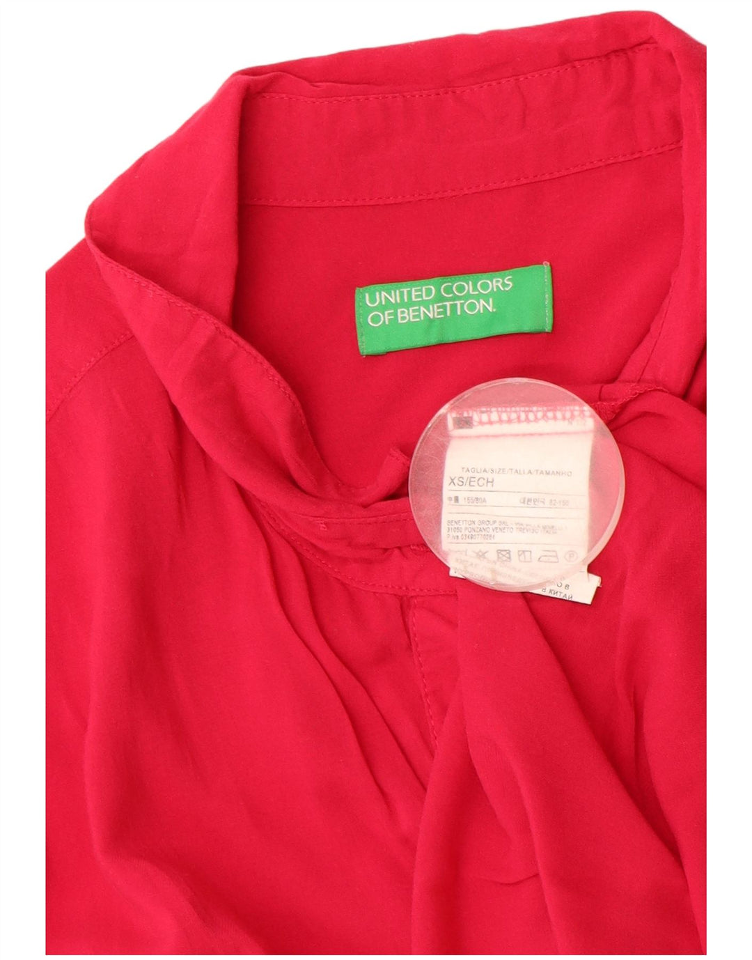 Benetton blusa feminina oversized manga curta Reino Unido 6 XS algodão vermelho