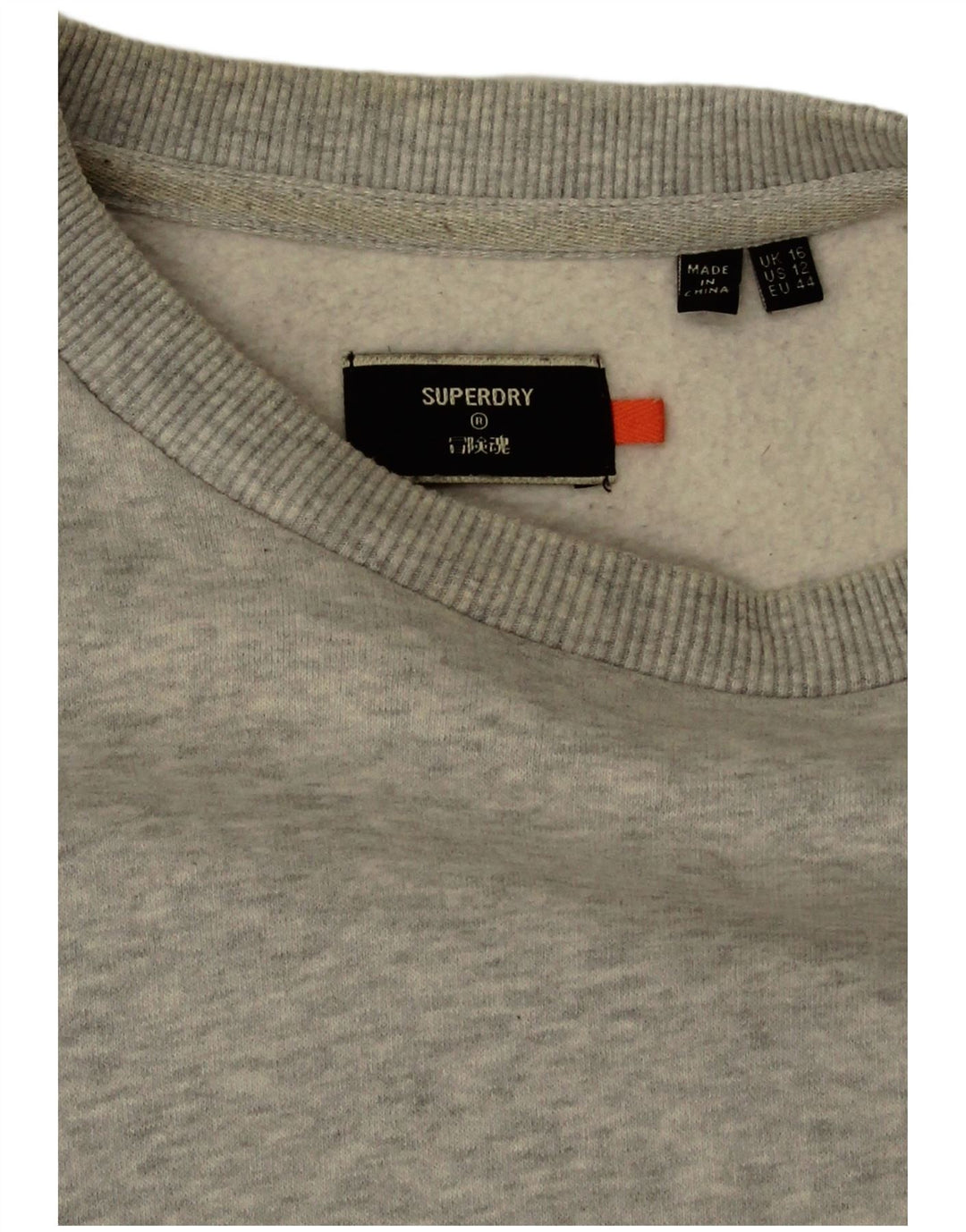 Suéter superdimensionado feminino Superdry UK 16 grande algodão cinza