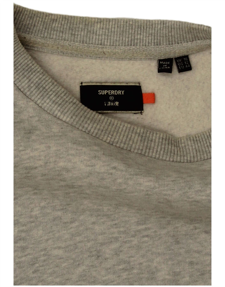 Suéter superdimensionado feminino Superdry UK 16 grande algodão cinza