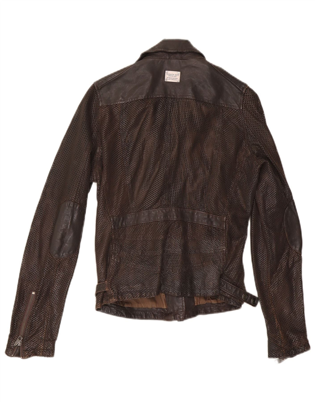 Jaqueta de couro feminina Eighth Sin para motociclista UK 10 pequena marrom