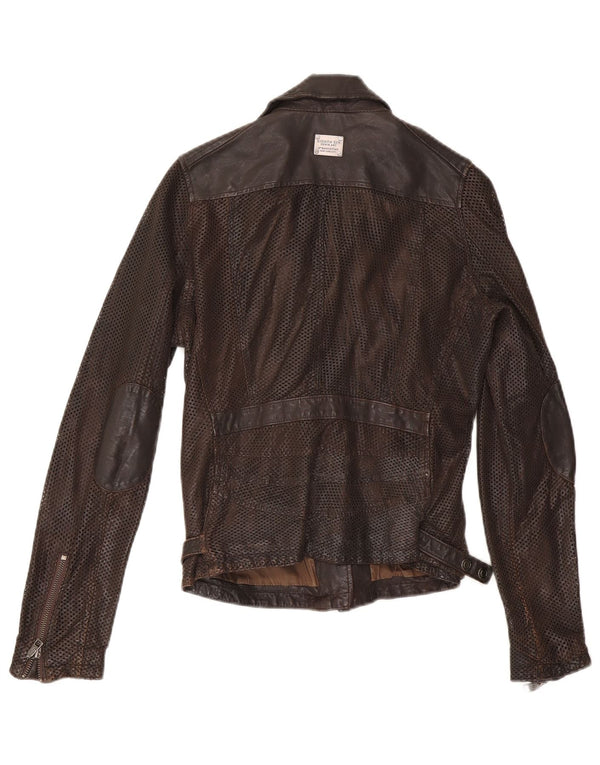 Jaqueta de couro feminina Eighth Sin para motociclista UK 10 pequena marrom