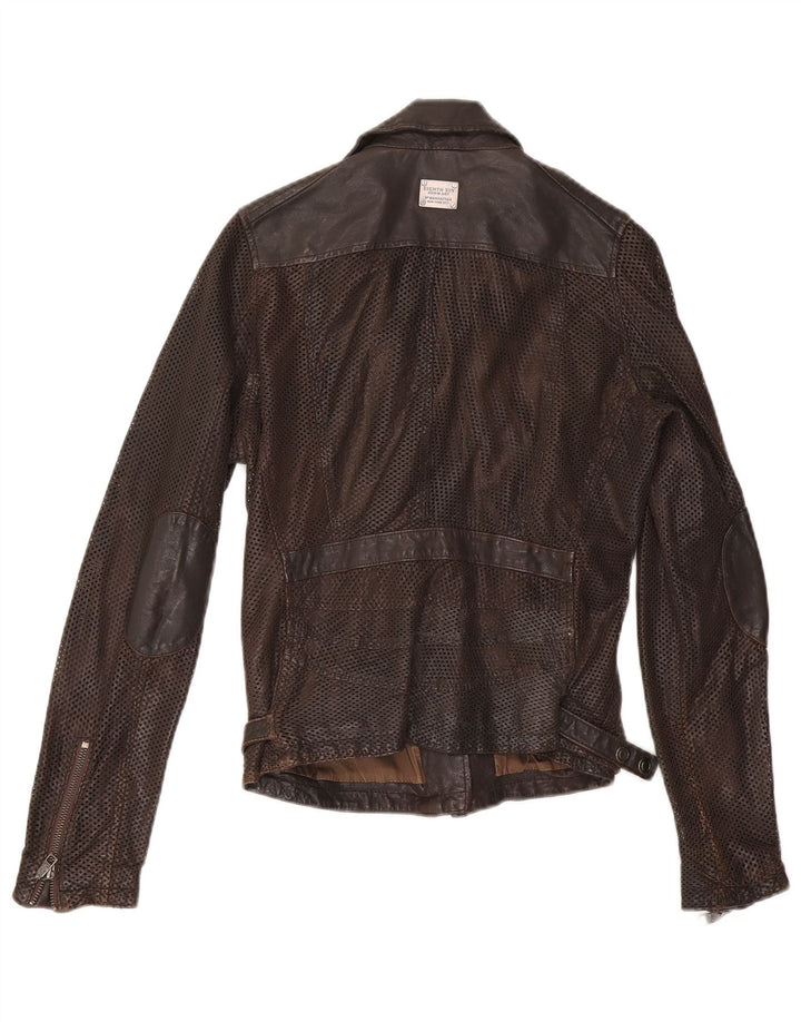 Jaqueta de couro feminina Eighth Sin para motociclista UK 10 pequena marrom