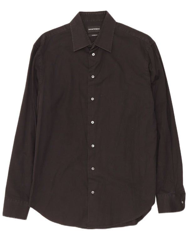 Camisa Emporio Armani Masculina Modern Fit Tamanho 40 15 3/4 Médio Preto