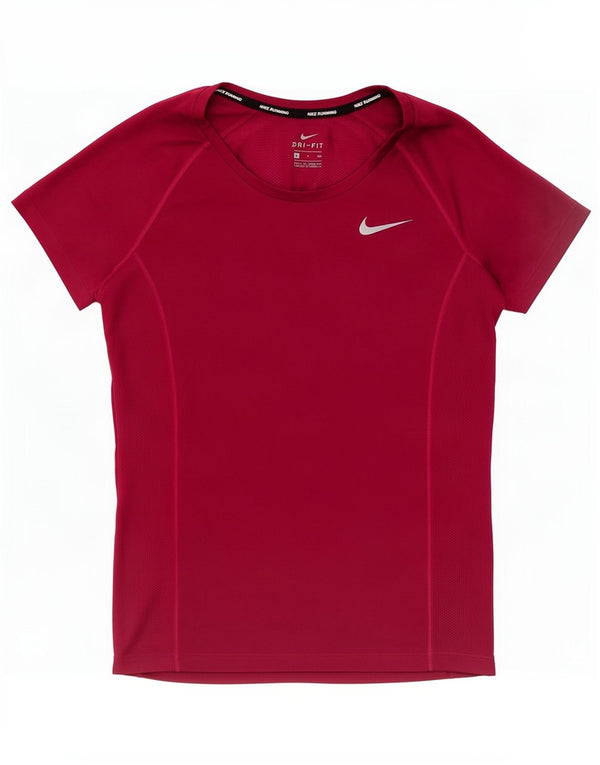 Camiseta Nike Feminina Dri Fit Top UK 10 Pequena Borgonha Poliéster