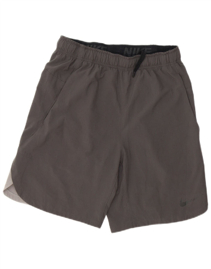 Shorts esportivos masculinos Nike Dri Fit pequeno cinza colorblock poliéster