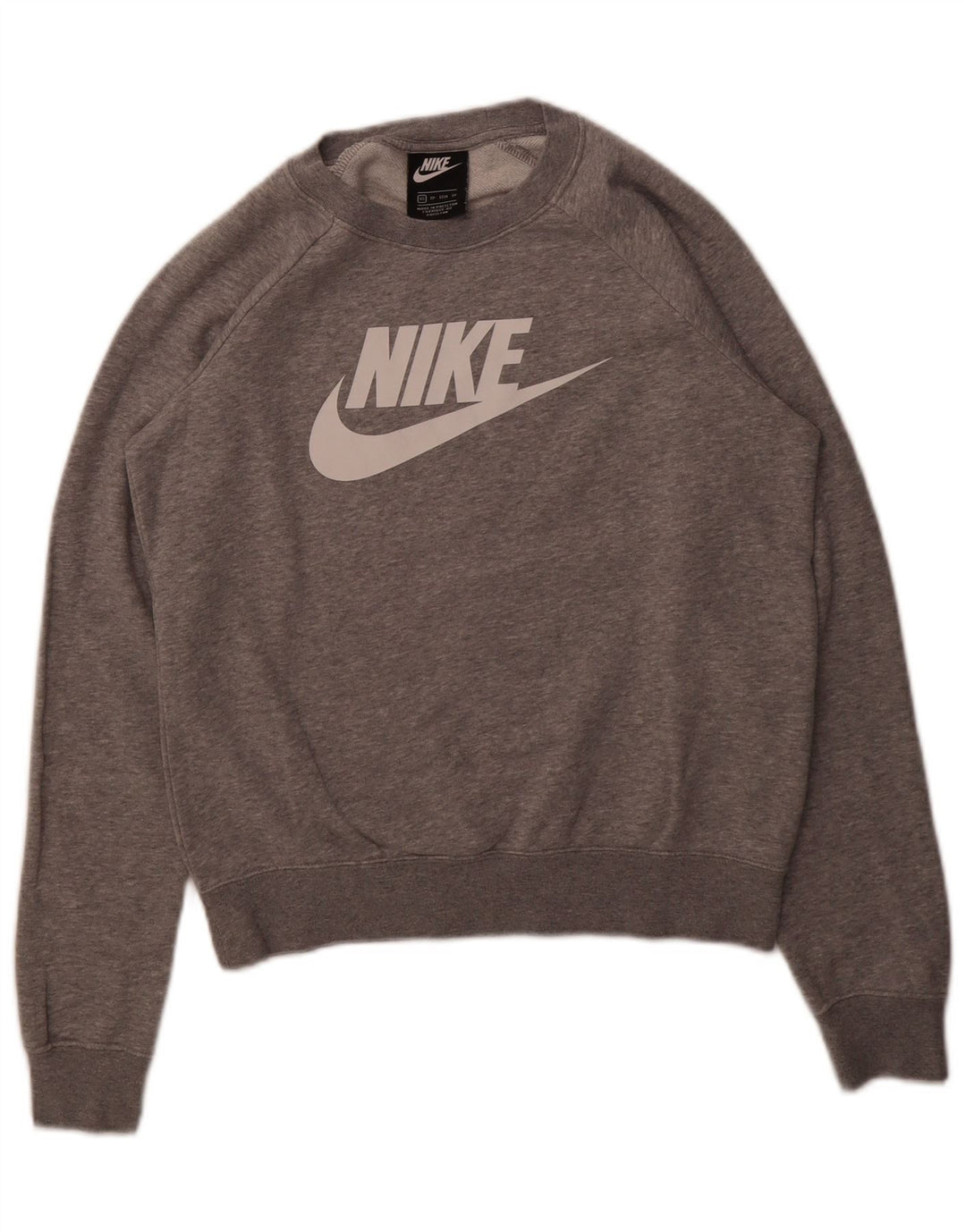NIKE feminino gráfico oversized moletom jumper UK 6 XS cinza algodão