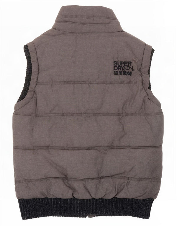Superdry Womens Oversized acolchoado Gilet UK 6 XS cinza Colourblock algodão