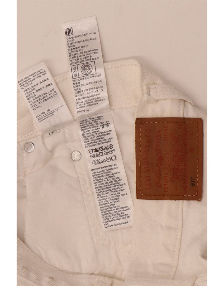 Calça jeans feminina Levi's 501 Straight W29 L28 algodão branco