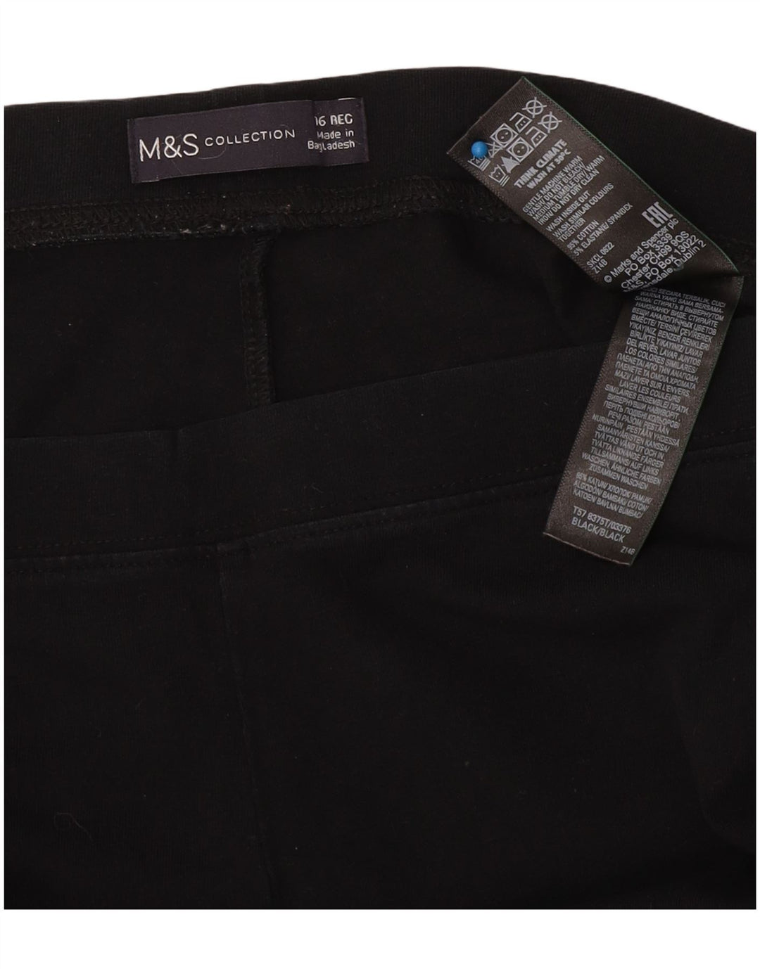 Leggings femininas Marks & Spencer Reino Unido 16 grande algodão preto