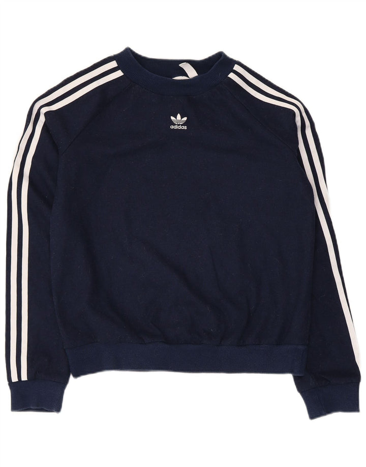 Adidas Mens Crop Sweatshirt Jumper UK 8 Pequeno Azul Marinho Poliéster